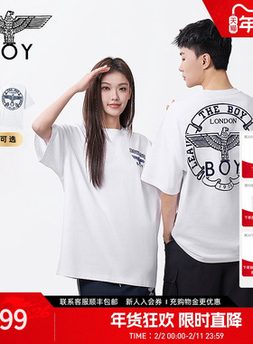 BOYLONDON潮牌经典鹰标高街时尚潮牌短袖夏季男女同款T恤N01162