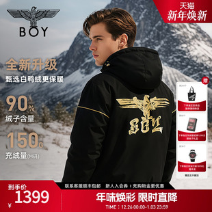 男女款 90绒羽绒服冬季 BOYLONDON黑色短款 外套N28911 黄金法则