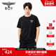 BOYLONDON黑色简约老鹰烫钻纯棉短袖 2026春夏新款 男女T恤N01060