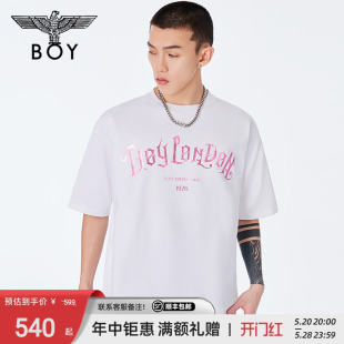 短袖 BOYLONDON春夏24新品 男女同款 T恤烫金印花鹰标时尚 N01067