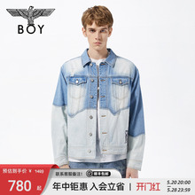 复古chic拼接百搭休闲牛仔夹克N50003 BOYLONDON潮牌外套男女同款