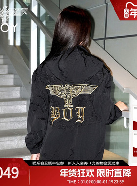 BOYLONDON春季男女同款老鹰刺绣户外运动梭织外套N23007