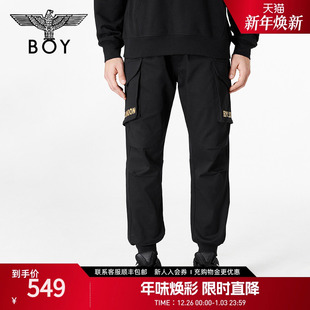 束脚休闲长裤 BOYLONDON春季 老鹰印花多口袋工装 经典 N34904 情侣款