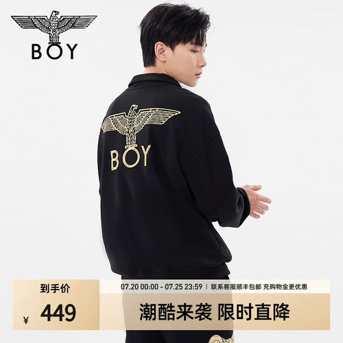 boylondon24金线绣花半拉链卫衣
