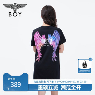 霓虹光翼 BOYLONDON夏女士連衣裙休閑炫彩翅膀甜酷T恤裙W17003