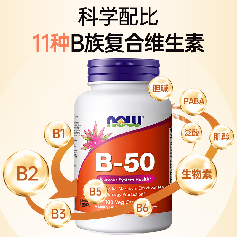 【美国进口】NOW复合维生素b族