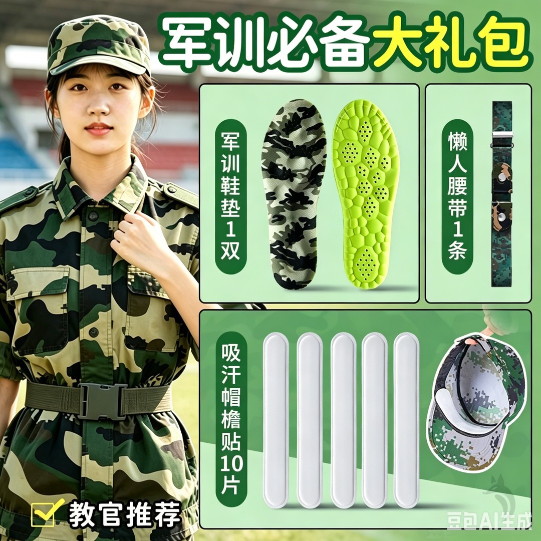 开学军训三件套踩屎感鞋垫+迷彩