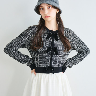 日本代购秋冬现货新品lilliancarat 45633141小香风丝带开衫8月下