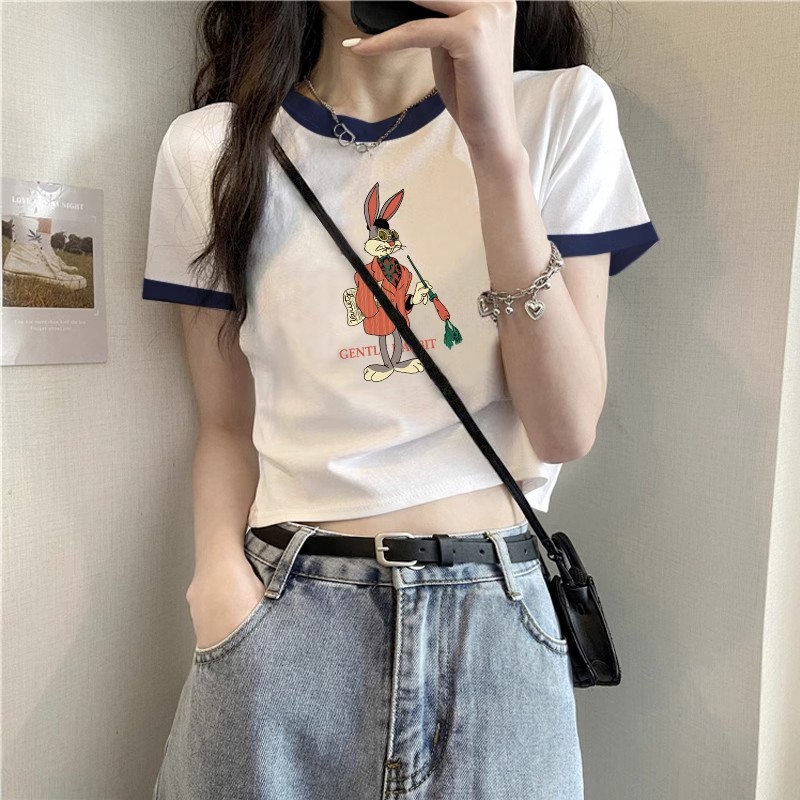 纯棉正肩短袖t恤女夏季小