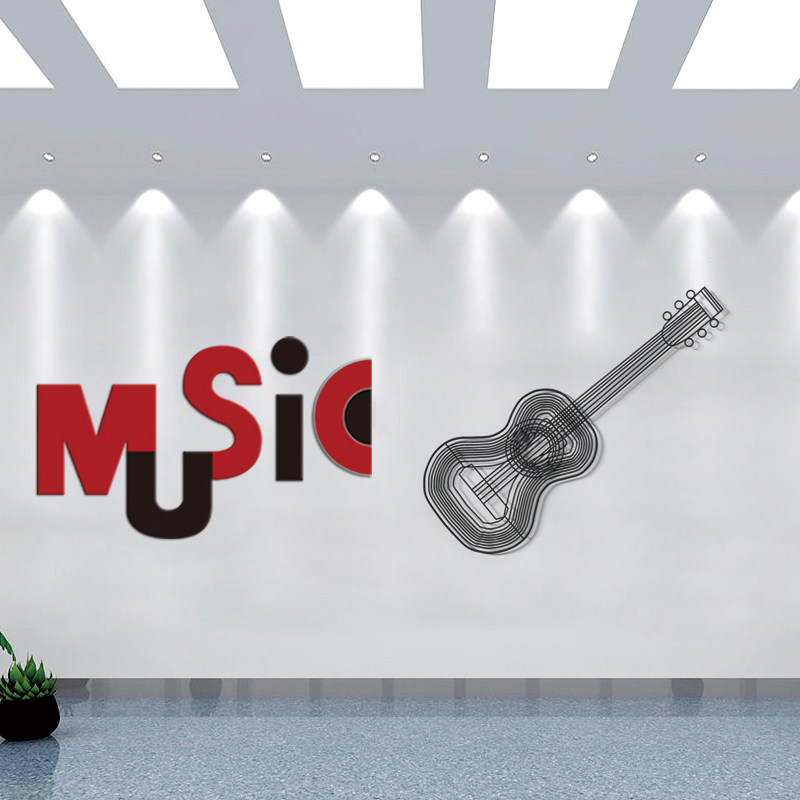 舞蹈教室背景墙金属铁艺挂件音乐教室墙面仿吉他喷漆工艺装饰品