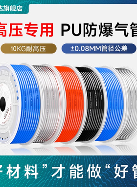 泓力达PU气动软管空压机高压透明聚氨酯气泵管4/6/8*5蓝红色气线