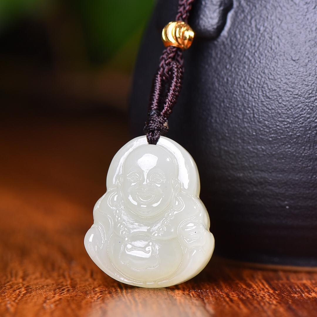 和田玉弥勒佛吊坠女款挂件饰品