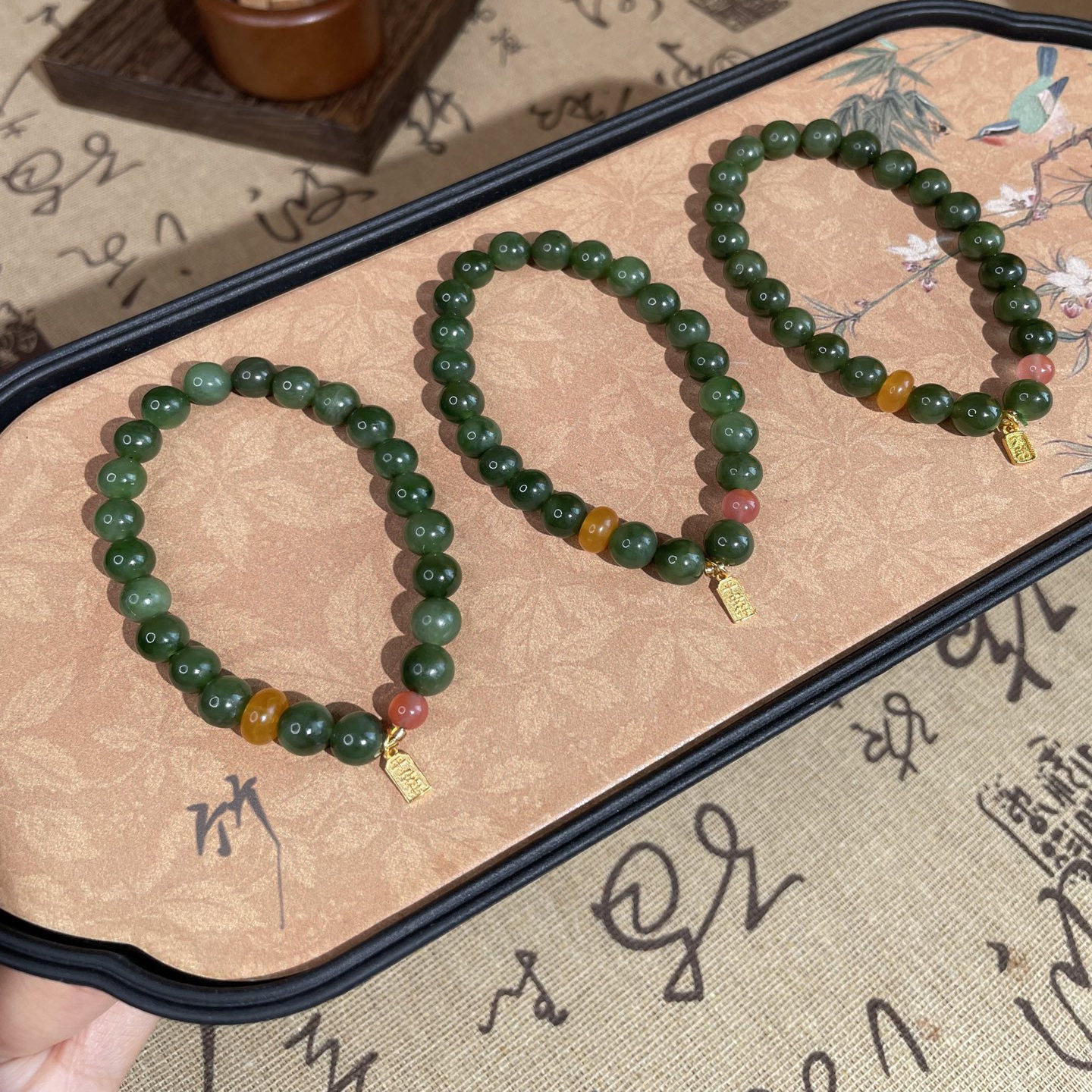 和田玉素圈手串小众情侣饰品礼物