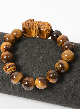 黄虎眼石貔貅手串情侣礼物高级款