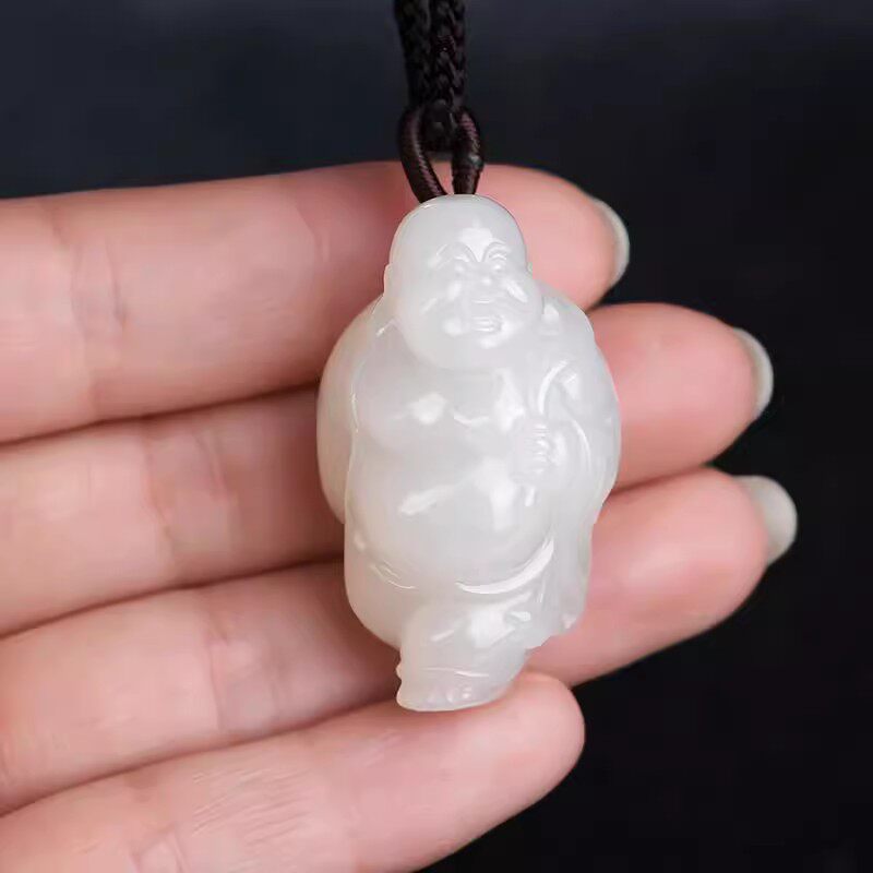 羊脂白玉弥勒佛玉石挂件男女礼物
