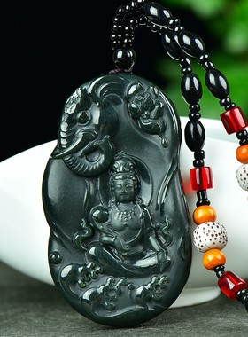 和田玉青玉观音挂件吊坠男士项链