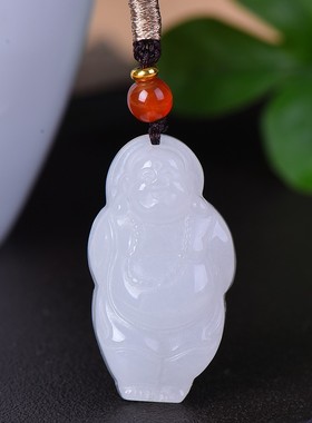 白色金丝玉玉佛吊坠男女项链配饰