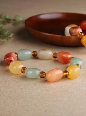 金丝玉多宝随形手串小众男女情侣