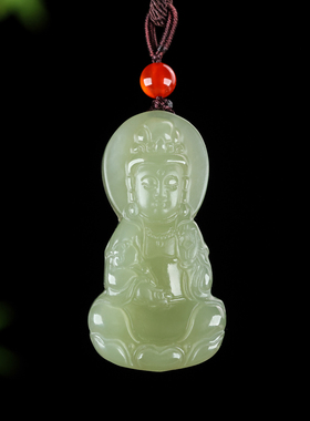 和田玉观音吊坠男女款青海料玉佩