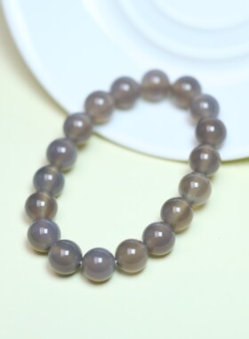 精致烟紫圆珠手串女生吉祥玉佩