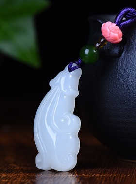 和田玉玉兰花吊坠男女生项链吉祥