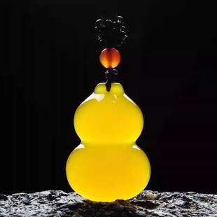 2025天然冰种黄玉髓葫芦吊坠多子多福福禄玉佩项链男女情侣款