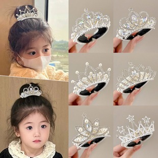 儿童公主头皇冠发扣女童丸子头盘发神器小女孩马尾扣夹子头饰发卡
