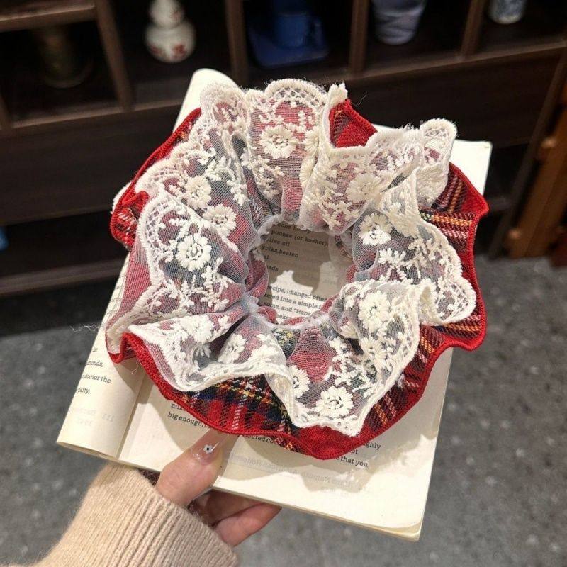 撞色格纹大肠发圈高级蕾丝夹层设计头绳新年百搭少女学院风皮套,饰品/流行首饰/时尚饰品新,发饰,淘宝优惠券,粉丝福利购,淘宝优惠卷