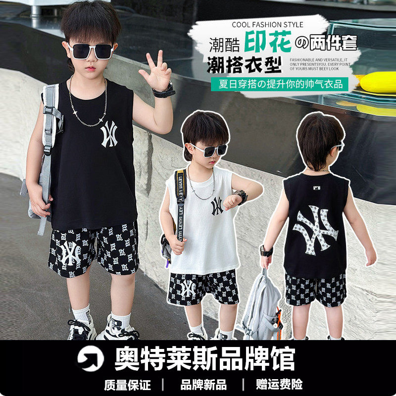 韩国潮牌童装男童夏季套装2025新款儿童短袖短裤两件套男孩运动