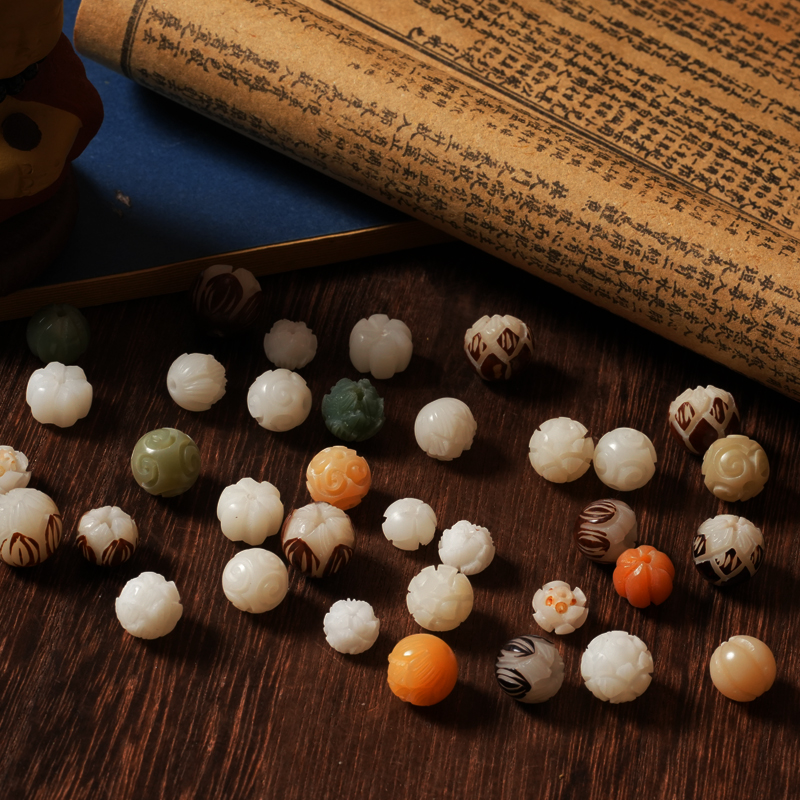天然菩提根散珠莲花形珠DIY南瓜