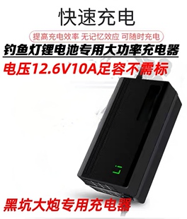 钓鱼灯激光炮160瓦12V黑坑大炮专用锂电池DC通用型超级快充充电器