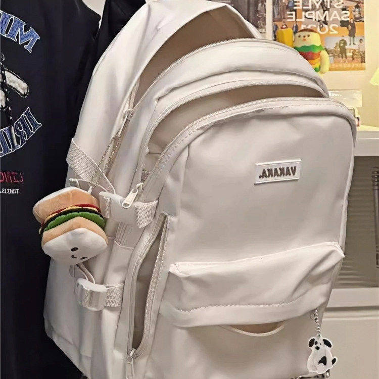 法国RoujeDsyle日系校园双肩书包米白蓝灰色背包电脑插袋男女通用