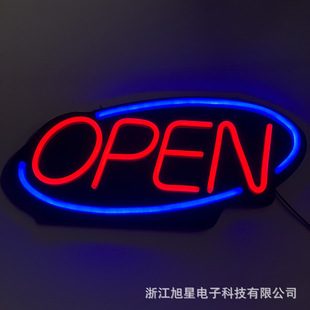 SIGN椭圆造型霓虹灯装 跨境电商货源 BUSINESS OPEN 饰牌 LED