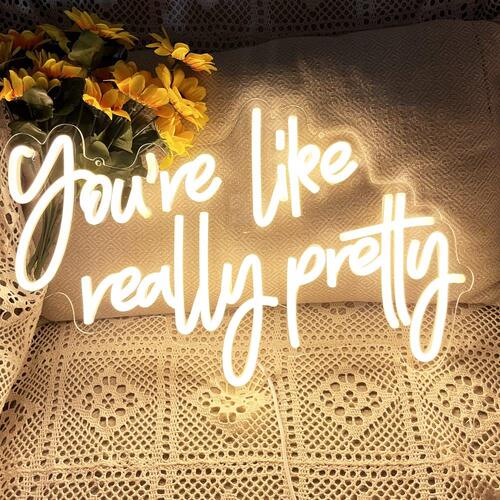 led霓虹灯背板you're like really pretty 透明亚克力霓虹灯 摆件