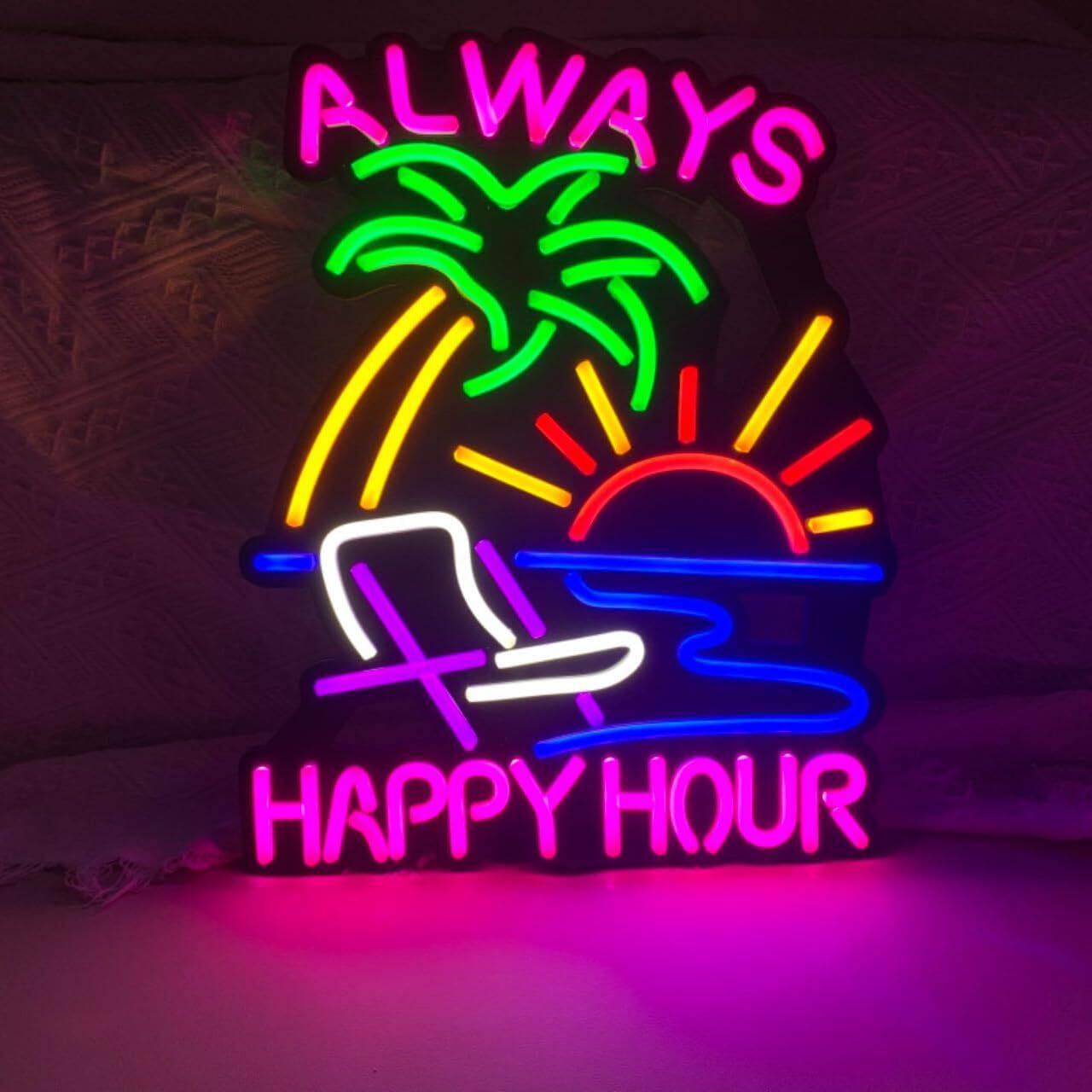 always happy hour霓虹灯招牌led啤酒酒吧造型卧室墙壁网红装饰灯
