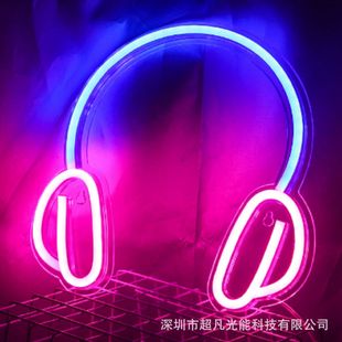 亚马逊 跨境电商生活耳机霓虹灯标志俱乐部商店录音室游戏音响床