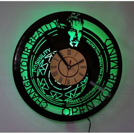 跨境爆款 奇异博士黑胶唱片led灯墙面壁灯 创意黑胶时钟夜灯遥控