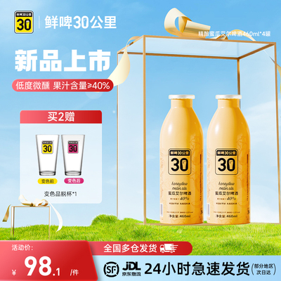 鲜啤30公里精酿蜜瓜艾尔啤酒低度微醺女士果啤果味高浓度460ml*4