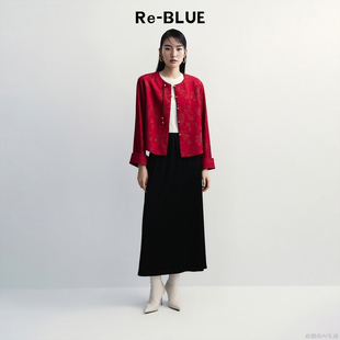 外套开衫 圆领中式 国风新中式 BLUE轻奢优雅女装