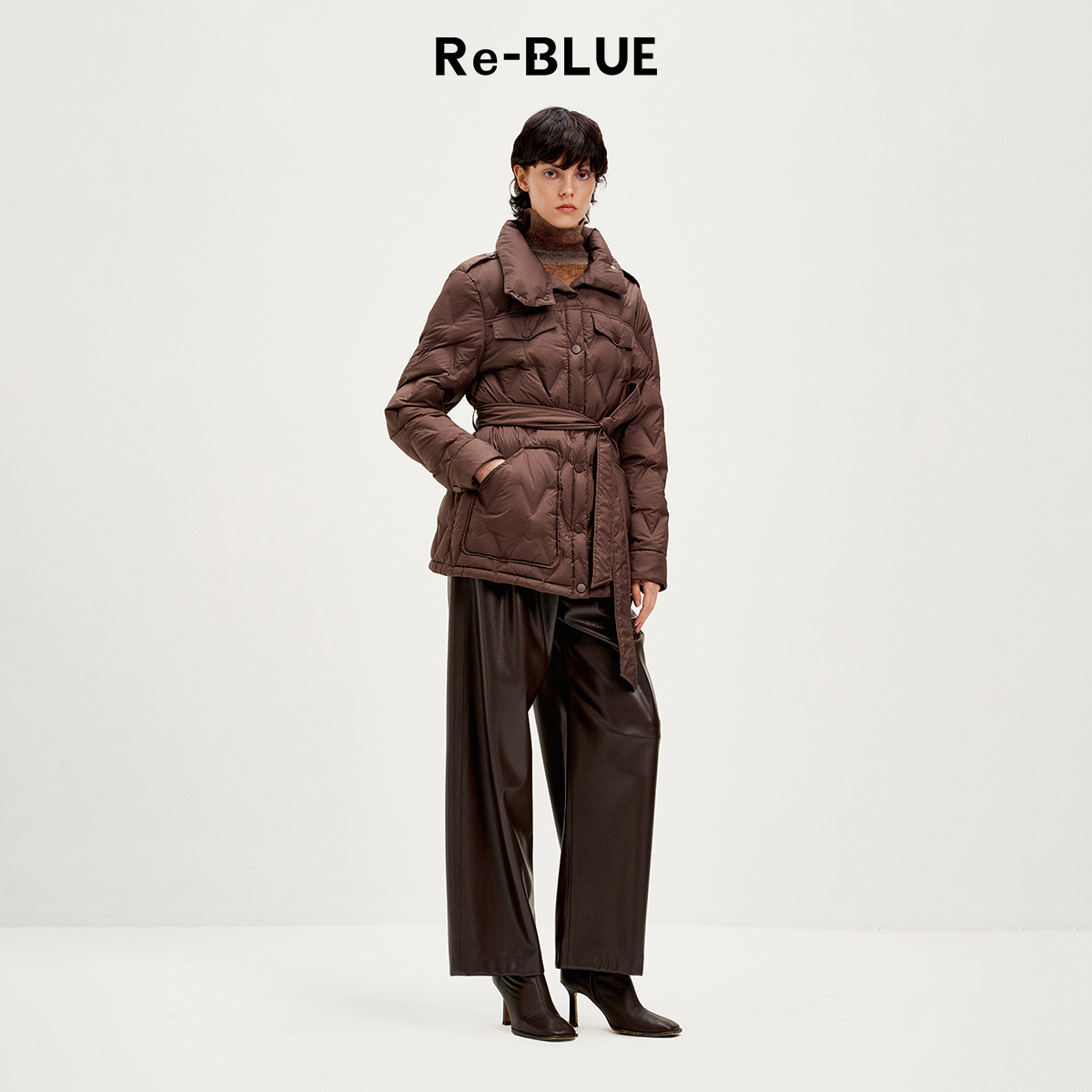 时尚摩登超软皮料阔腿裤