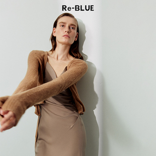 温柔治愈绵羊毛混纺云朵针织衫 BLUE轻奢优雅女装