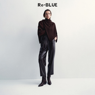 简约基础百搭坑条针织围巾披肩 BLUE轻奢优雅女装