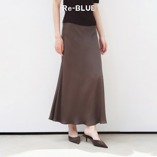 Re-BLUE知性复古斜裁半身裙