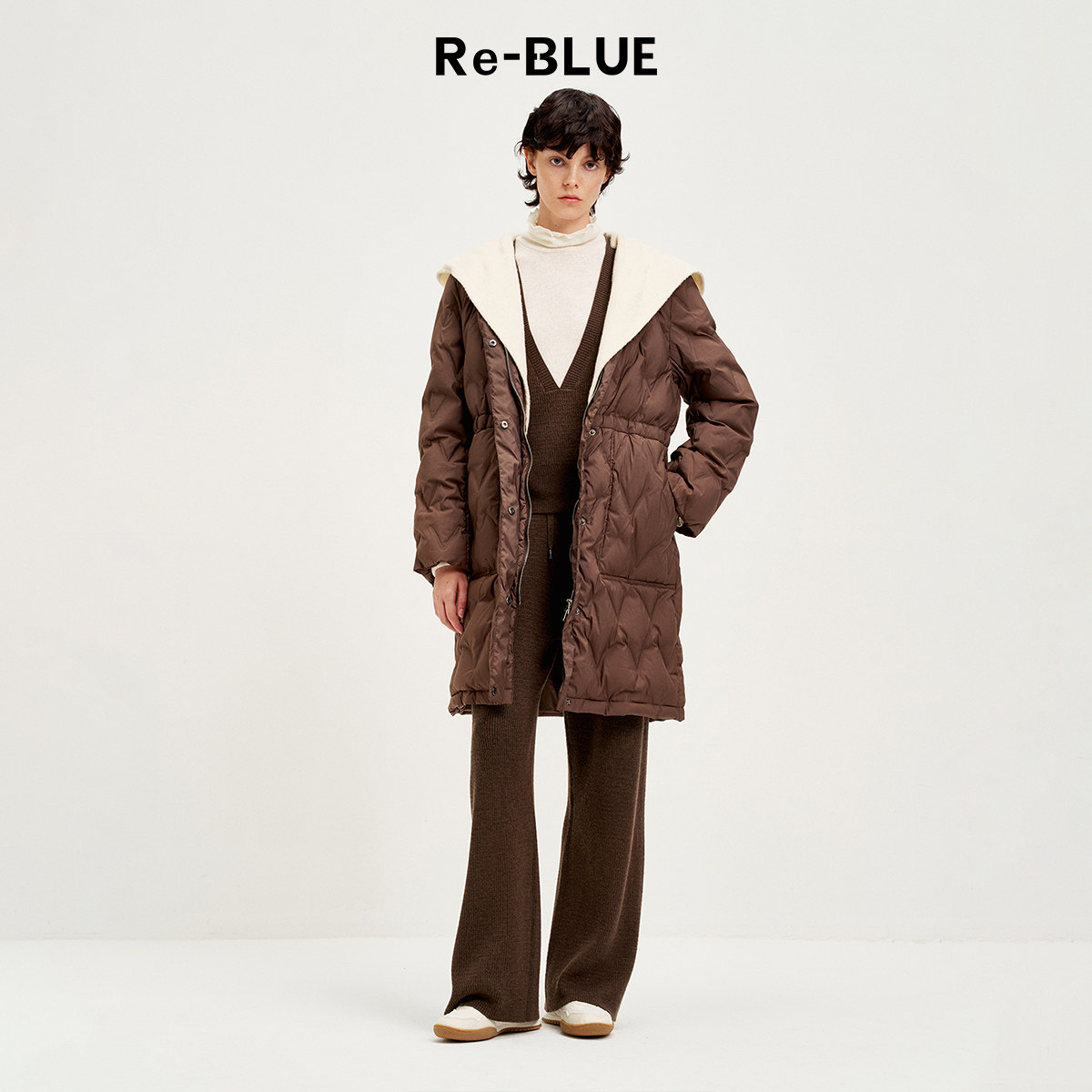 Re-BLUE轻奢优雅女装假两件可拆卸毛呢白鸭绒羽绒服,女装/女士精品,羽绒服,淘宝优惠券,粉丝福利购,淘宝优惠卷