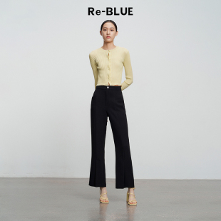 简约通勤醋酸宽松直筒长裤 BLUE轻奢优雅女装