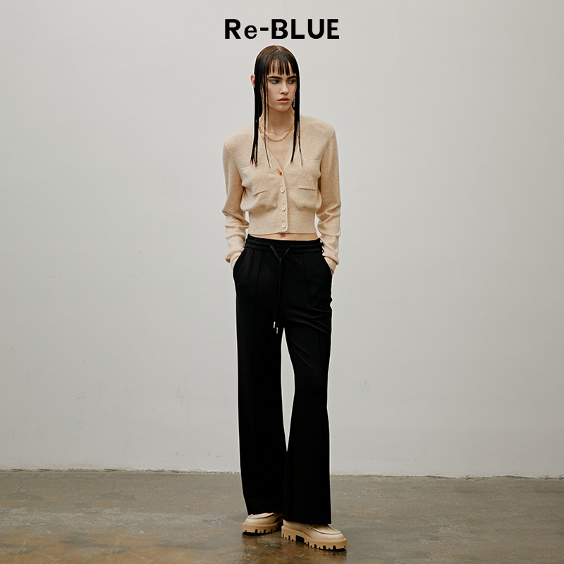 Re-BLUE轻奢优雅女装轻松舒适休闲阔腿面料裤