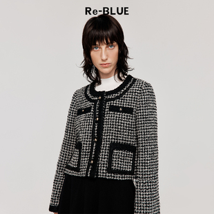 圆领粗花呢小香风短外套 BLUE轻奢优雅女装