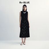 H型无袖 提花丝绒背心裙 无袖 修身 BLUE轻奢优雅女装 新中式