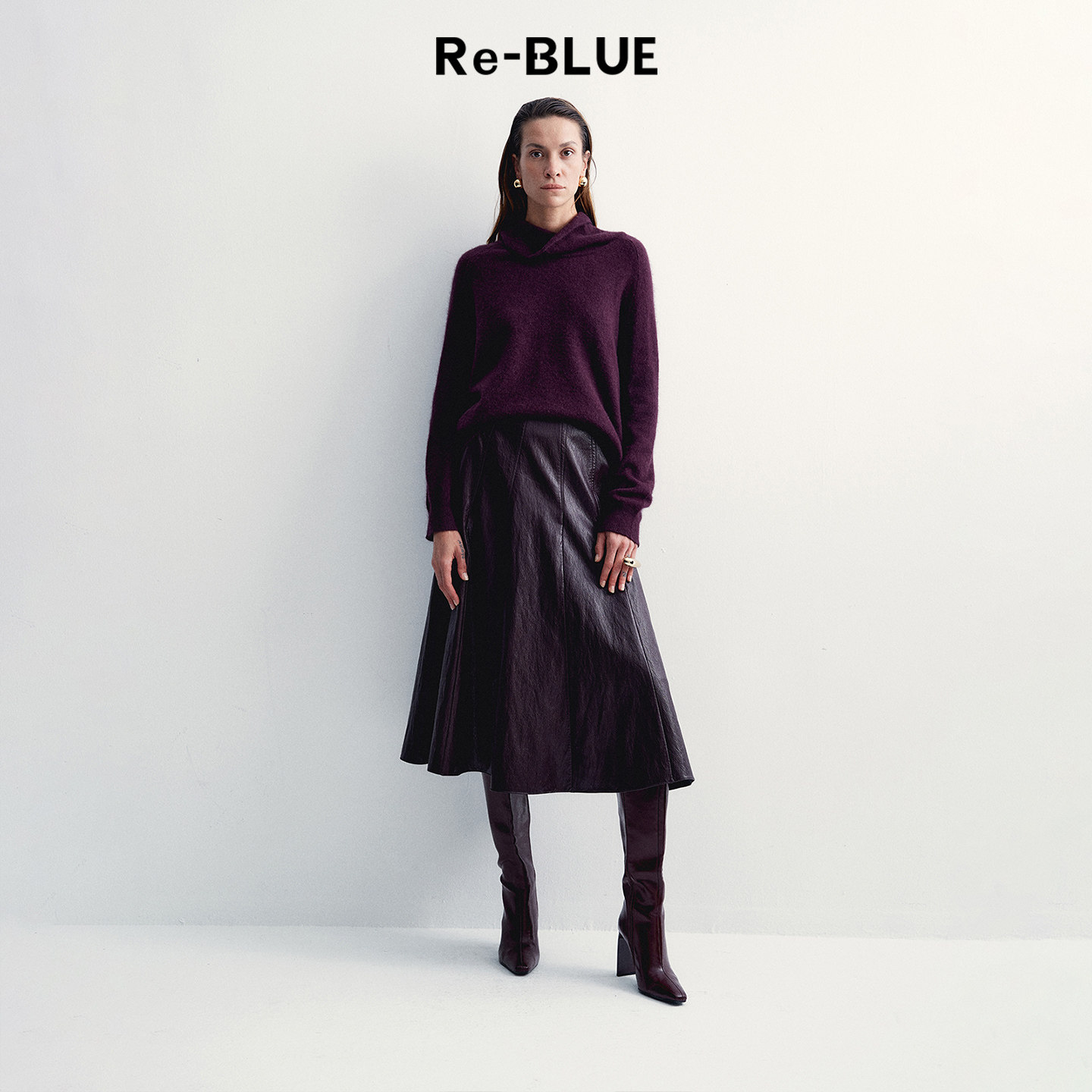 Re-BLUE轻奢优雅女装复古荡领宽松随性针织套头上衣慵懒风毛衣,女装/女士精品,毛针织衫,淘宝优惠券,粉丝福利购,淘宝优惠卷