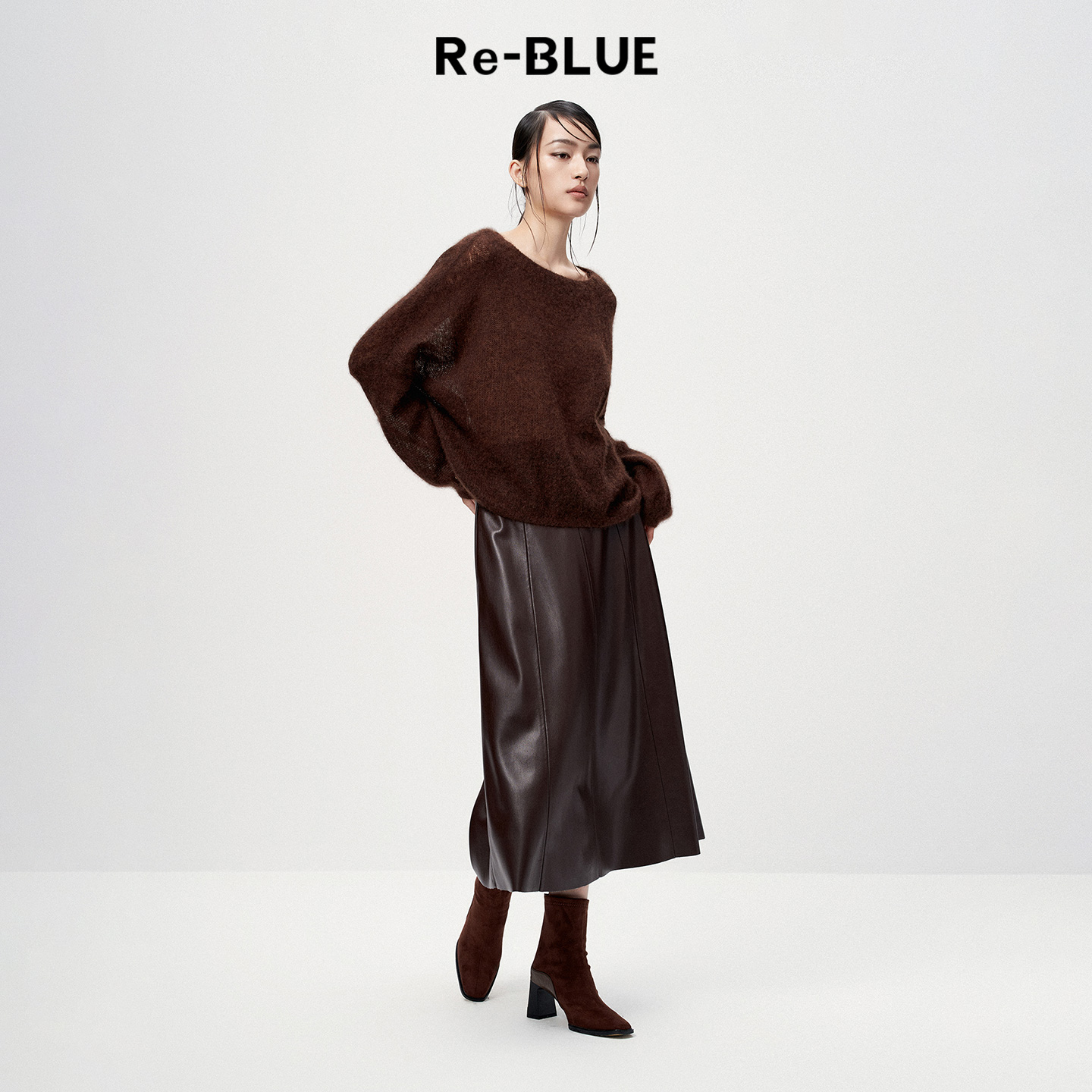 Re-BLUE气质优雅真丝羊绒针织衫